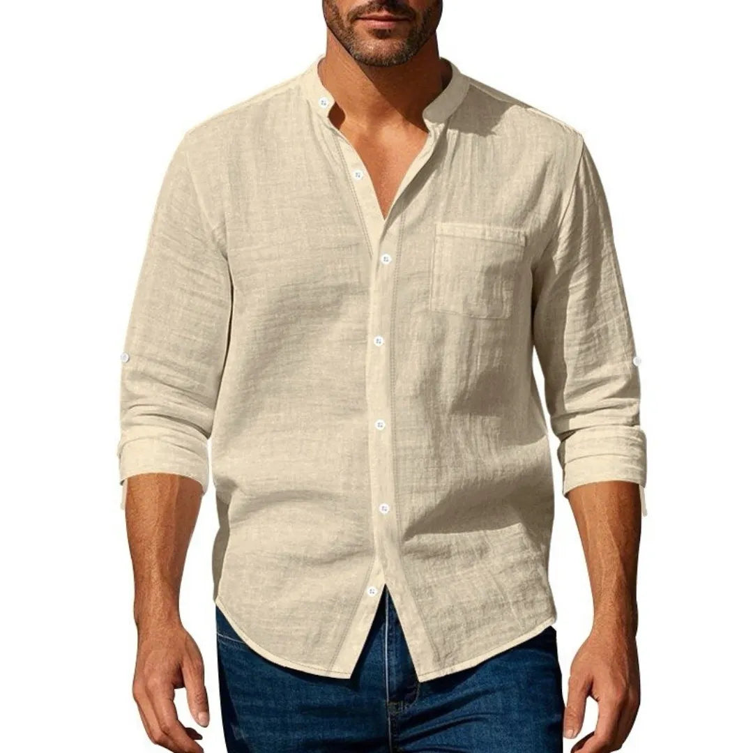 Chemise Homme Col Mao en Lin