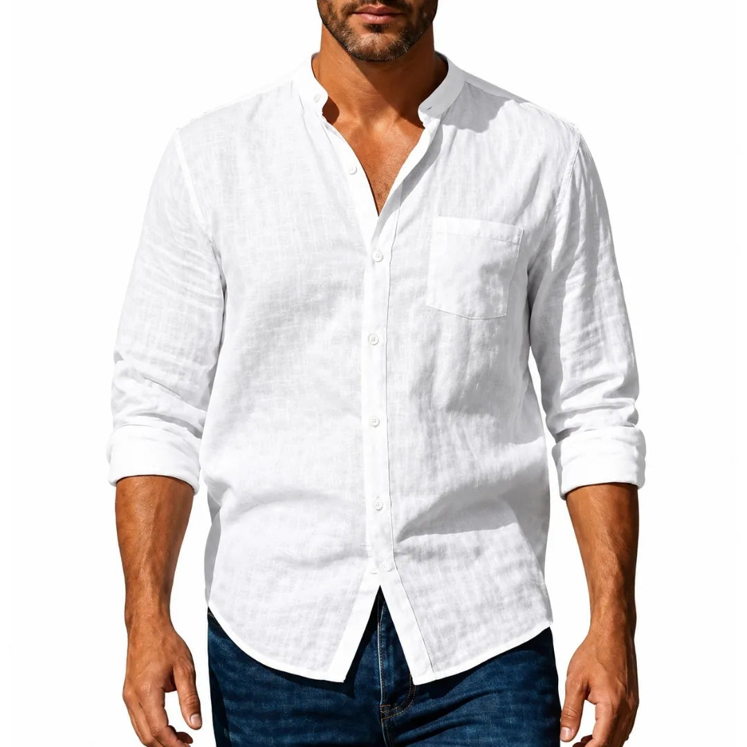 Chemise Homme Col Mao en Lin