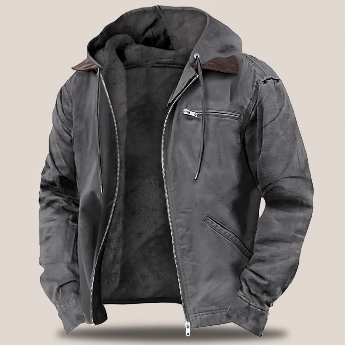 Brampton - Men’s Fleece-Lined Canvas Hooded Jacket