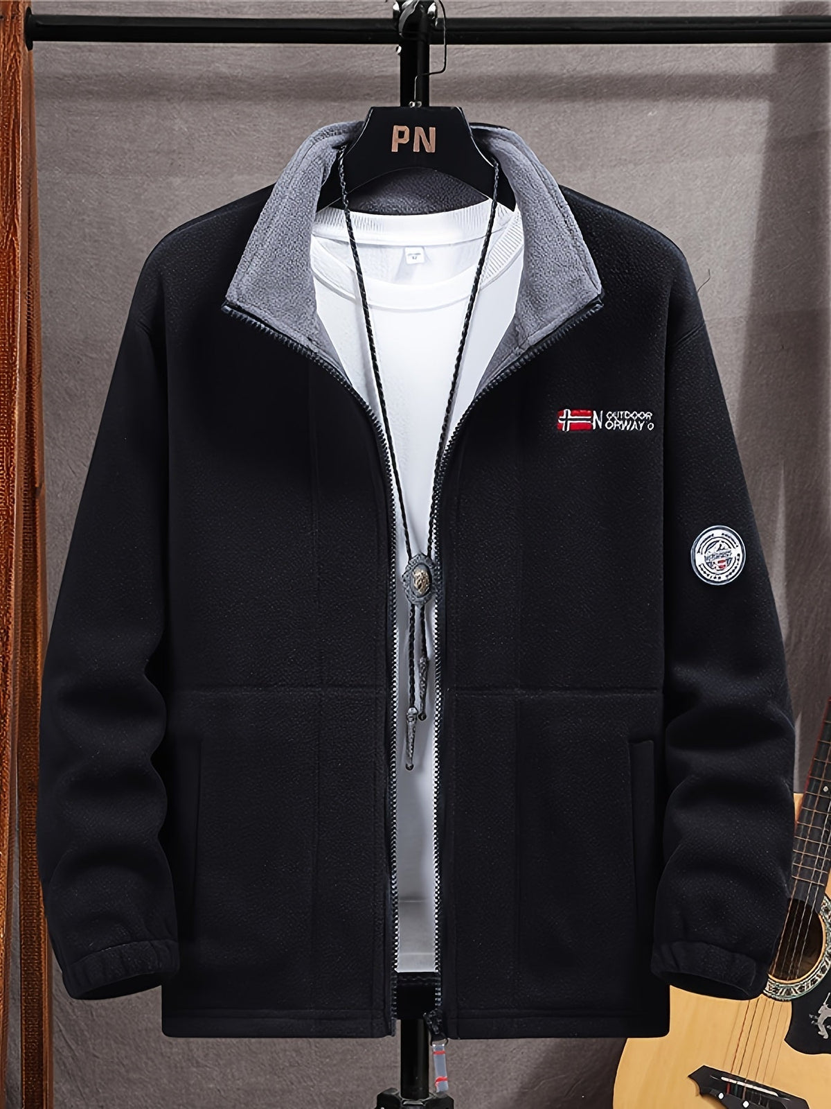Men’s Full-Zip Fleece Jacket with Stand Collar – Alderwick