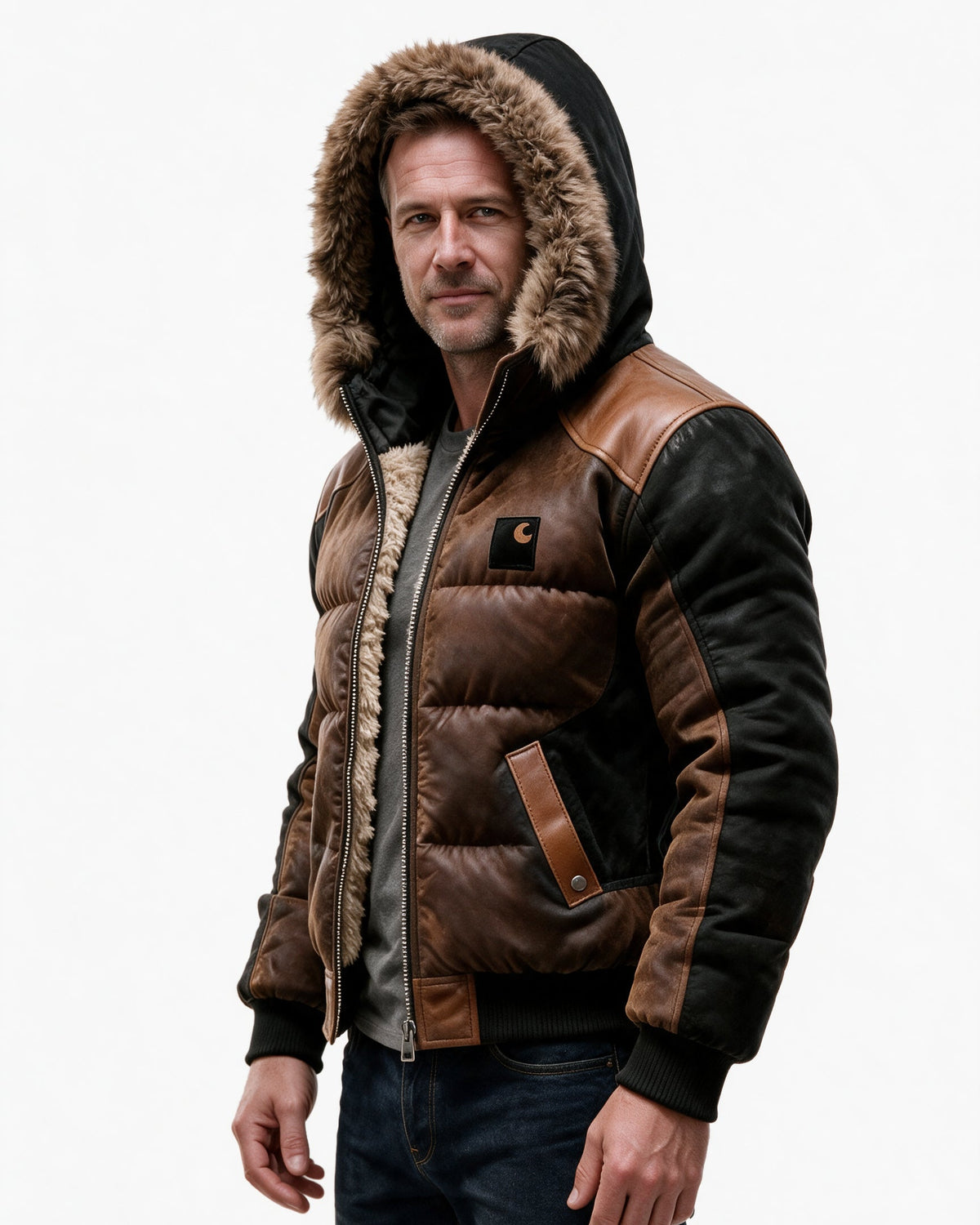 Men’s Hooded Quilted Jacket with Faux Fur Trim – Ashford