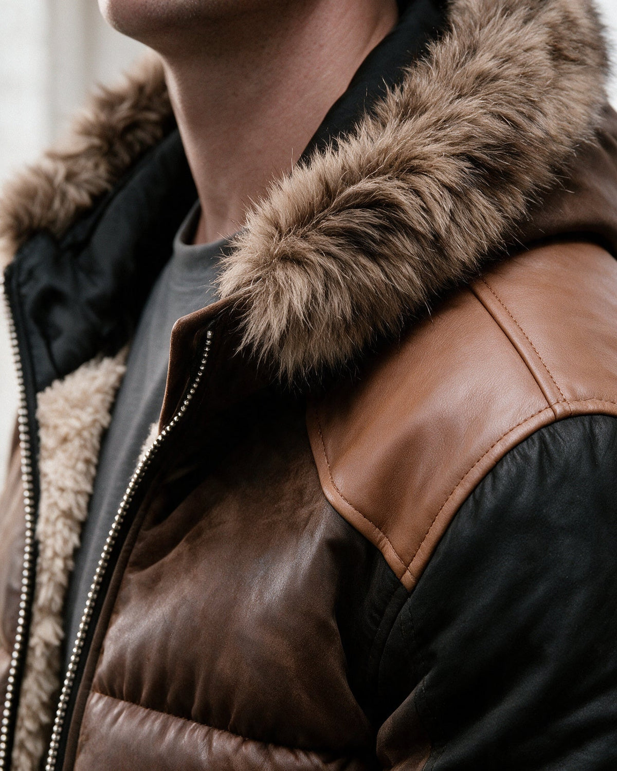 Men’s Hooded Quilted Jacket with Faux Fur Trim – Ashford